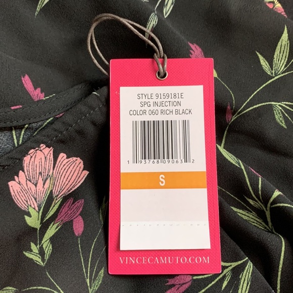 VINCE CAMUTO Floral Black Soirée Sleeveless Top - Picture 6 of 6